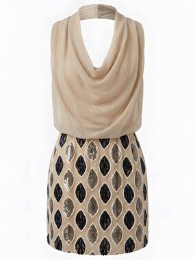 TFNC London Beige Sleeveless Dress